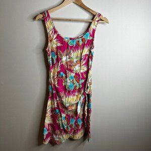 Vintage Rampage Sundress Womens Sz 5 Pink Floral Hawaiian Faux Wrap Y2K 2000’s